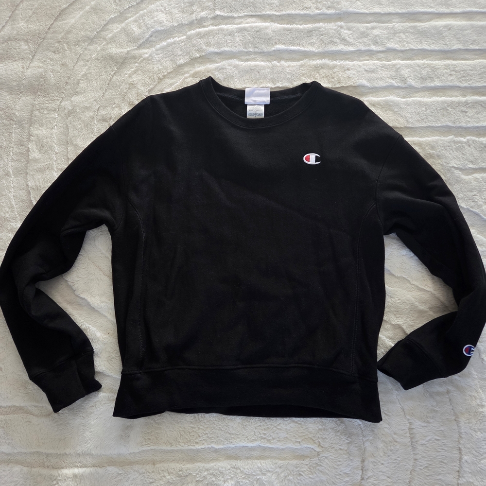 Champion Reverse Weave Heavy Sweatshirt Small Mens Black Crewneck Pullover